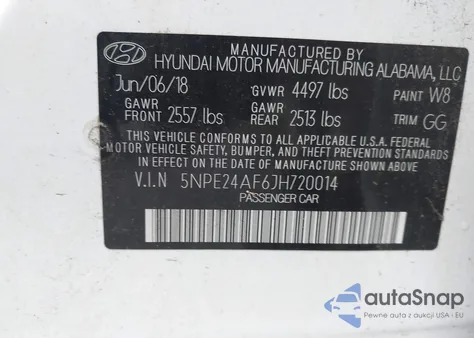 2018 Hyundai Sonata Se из США, поврежденный, VIN 5NPE24AF6JH720014